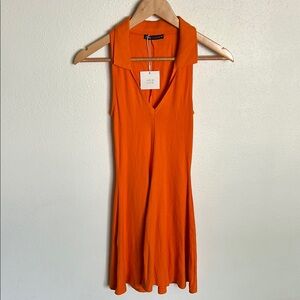 Zara Orange V-Neck Sundress for Cocktail Nights